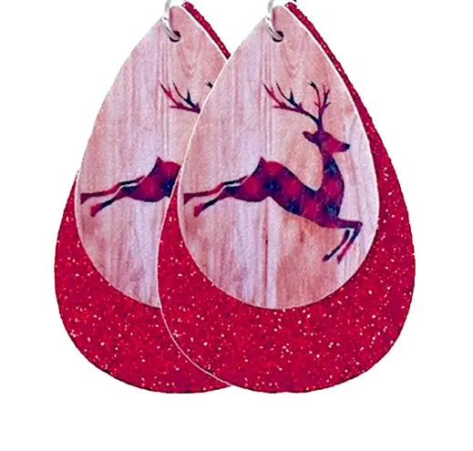 NWT Plaid Reindeer Christmas Earrings