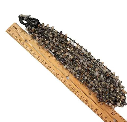 Stella & Ruby Beaded Statement Necklace Multi Strand Cocktail Party Boho Chic Brown