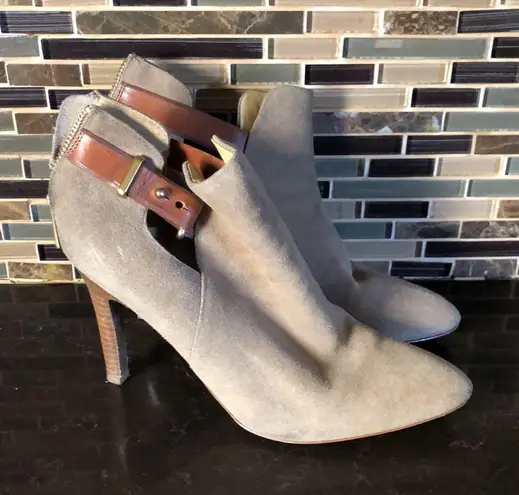 Coach  taupe tan suede with leather strap‎ booties