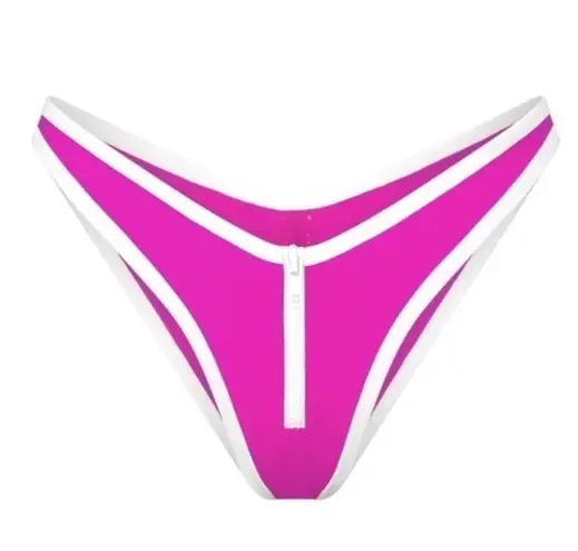 SKIMS Sporty Zipper Swim Dipped Tanga Bikini Bottoms in Hibiscus Pink Size 4X