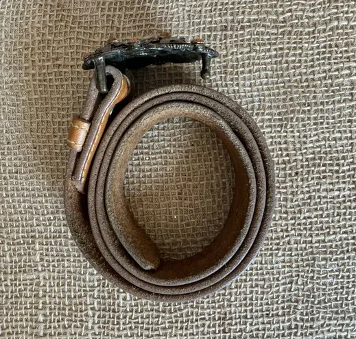 Vintage Womens Tan Full Grain Leather Trouser Belt Size 32