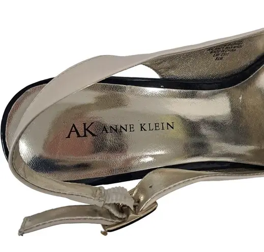 Anne Klein  Slingback Peep toe heels w Buckle Black Pearl size 8.5