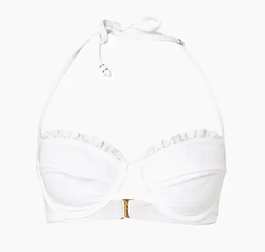Shoshanna NWT Dot Halter Bikini Top in White Size D New w/Tag Retail $187