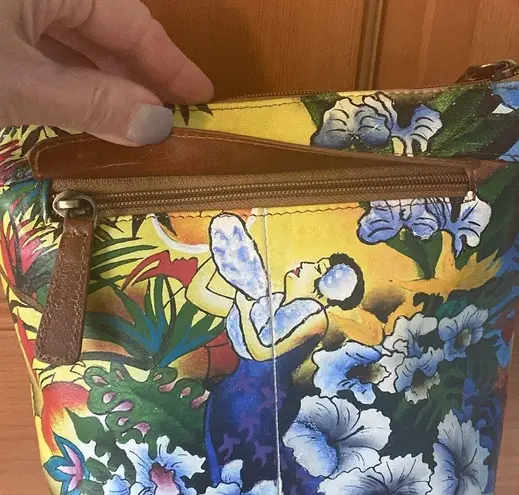 SHARIF Hand Painted Hawaiian Sunset Leather Bag ARTISTIC EXPRESSIONS VTG Purse