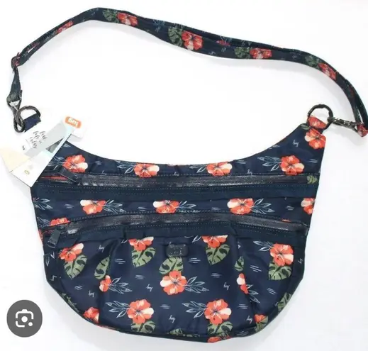 Lug Aloha Navy Hobo Crossbody Bag Lightweight Travel Everyday Shoulder Bag Blue