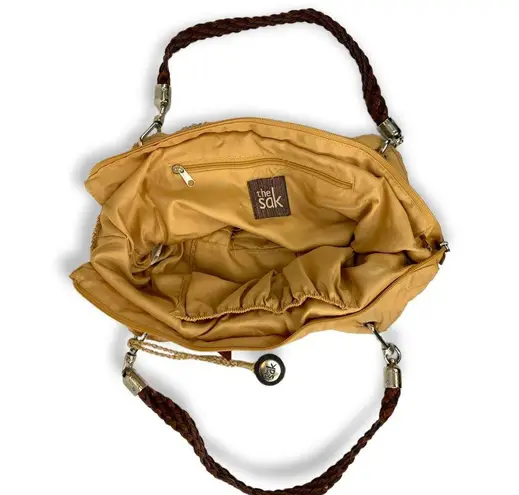 The Sak | Indio Crochet Neutral Sand Stripe Tightweave Medium Shoulder Bag Purse