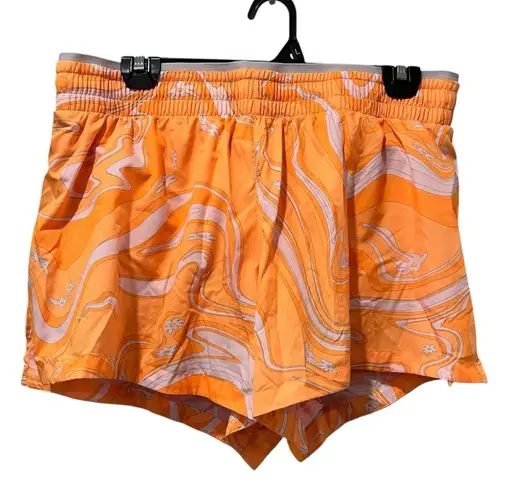 Fabletics  Breathe Orange Pop Lined Running Shorts Womens Size Large Zip Pocket - Image 4