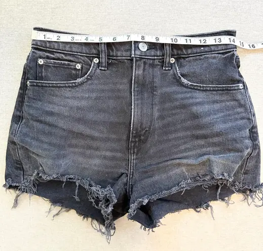 Abercrombie & Fitch Mom High Rise Distressed Cutoff Raw Hem Denim Jean Shorts