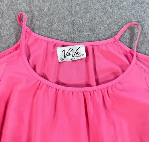 Vava by Joy Han Cold Shoulder Ruffle Shirt Women Small Pink Spaghetti Strap Top