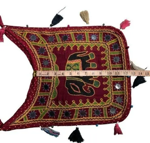 Hippie Embroidery Hobo Boho CrossBody Side Bag Red Maroon