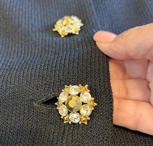 St. John Evening Jacket Blazer Long Line Bling Rhinestones Gold Black Silver 6