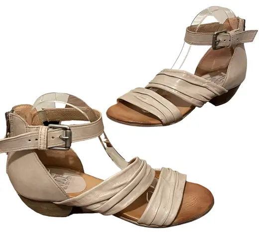 Miz Mooz NYC Leather Heeled Cassie Sandals Ivory Cream EU 38 US 7.5-8