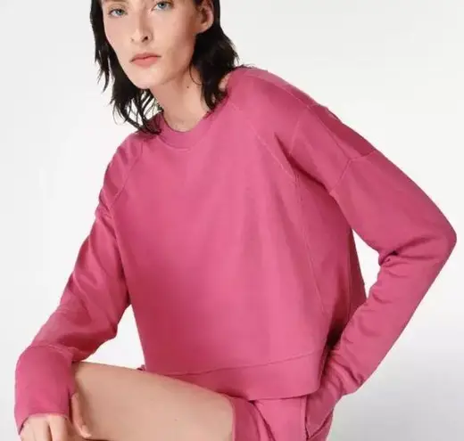 Sweaty Betty  After Class Cropped Pink Sweatshirt Long Sleeve Crewneck Athletic M