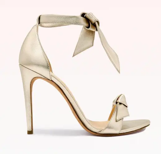Alexandre Birman Clarita Bow Leather Sandals Gold Stiletto Leather