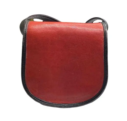 Vintage: Boots ‘n Bags ❁ Accordion Mini Crossbody Saddle Bag ❁ Brick Red Leather