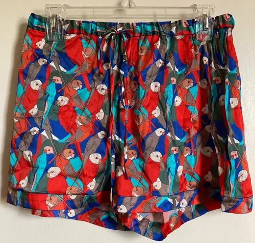 Tucker New Multicolor Parrot Deco Silk Blend Shorts #MBG Red Size M