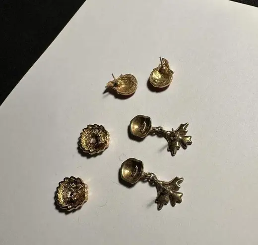 JACK Lot Of 3 Avon Pierced Earrings Halloween O Lantern /Fall Acorns / Christmas