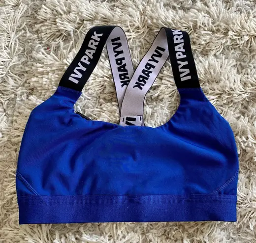 Ivy Park Royal Blue Black/White Cross Back Strap Sports Bra