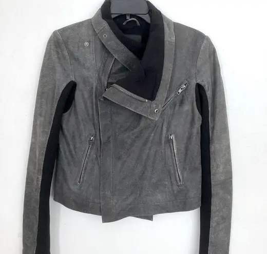 🔥 $895 VEDA NYC Grey Leather Jacket Rick Owens Size M Celebrity Style Classic Gray Size M