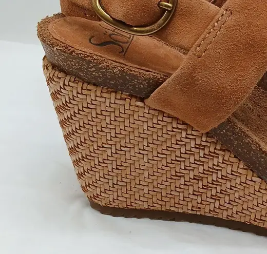 Sofft Cali Wedge Heel Sandals Womens 6M Tan Leather Suede Boho Summer Shoes Size 6