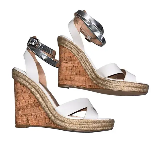 Charles David NEW Charles by White Wedge Espadrille Brit Sandals
