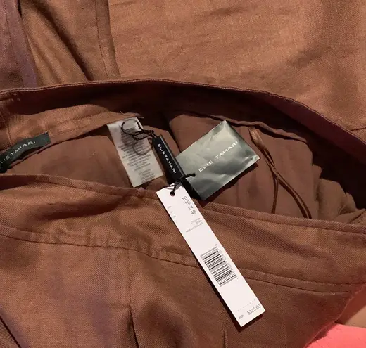 Elie Tahari Linen Blend Wide Leg Pants