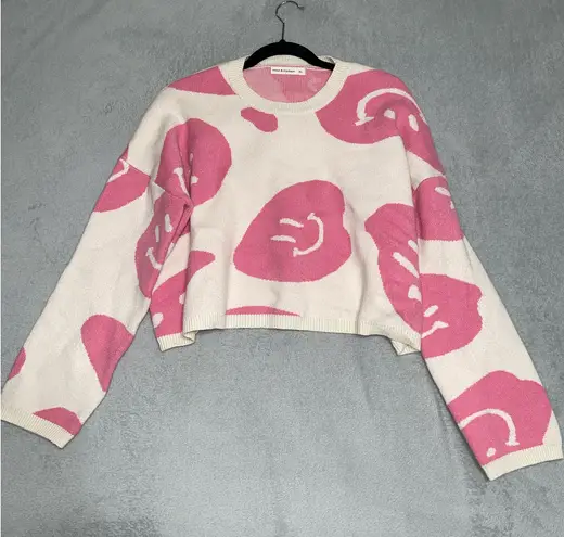 Moon & Maddison Moon & Madison Pink Smiley Face Sweater