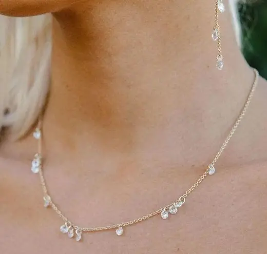 Stella & Dot Gold Dripping in Diamonds Delicate Necklace - - New in Box!