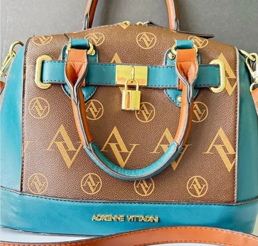 Adrienne Vittadini Adrianne Vittadini Signature Collection Dome Satchel w/Lock Chocolate Teal Bag