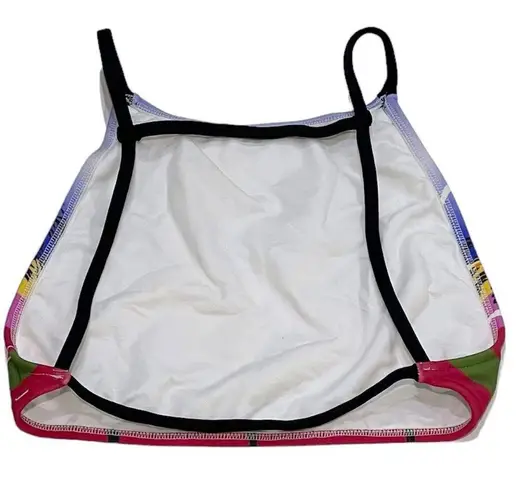 NEW Salinas S Runway High Neck Bikini Top MultiColor Palm Trees Birds Swimsuit Blue