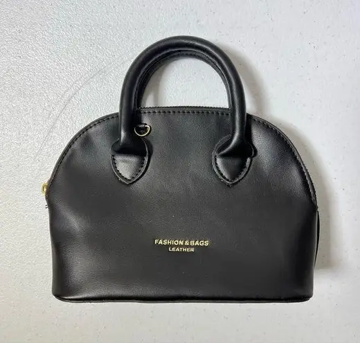 Black Faux Leather Mini Handbag