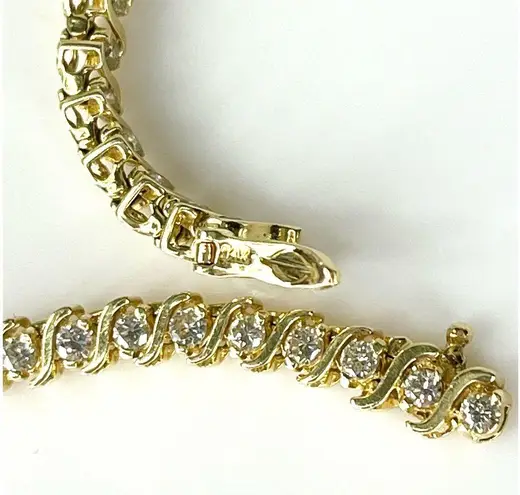 8" DIAMOND TENNIS BRACELET 14K Gold S Link 49 Brilliant Cut Diamonds 4ctw HI SI