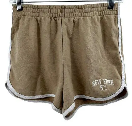 Full Tilt  Shorts New York NY Dolphin Pull On Elastic Waist Cotton Brown White S