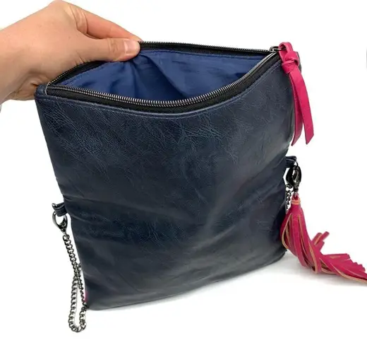 FOLDOVER Crossbody Purse Geometric Pink White Blue