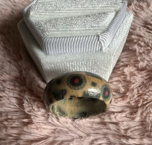 Retro Totem Pattern Ethnic Wooden Neutral Ring Size 8 Multiple