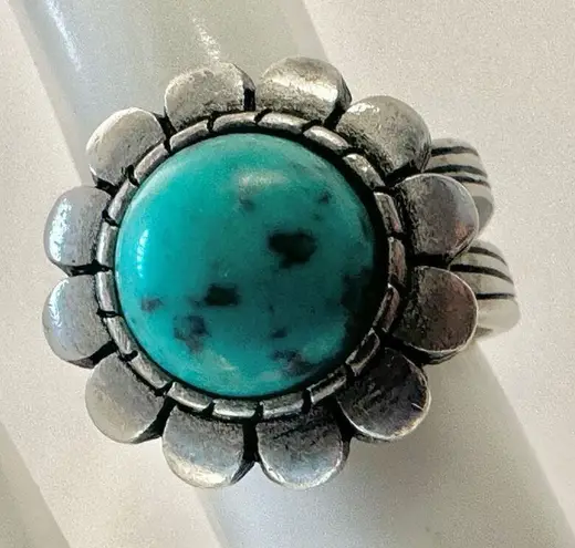 Premier Designs silver tone and turquoise blue Cabo ring