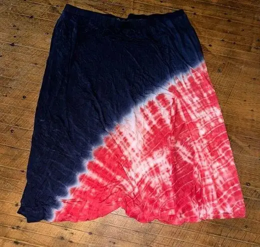 Lane Bryant  blue & red asymmetrical tie dye maxi skirt