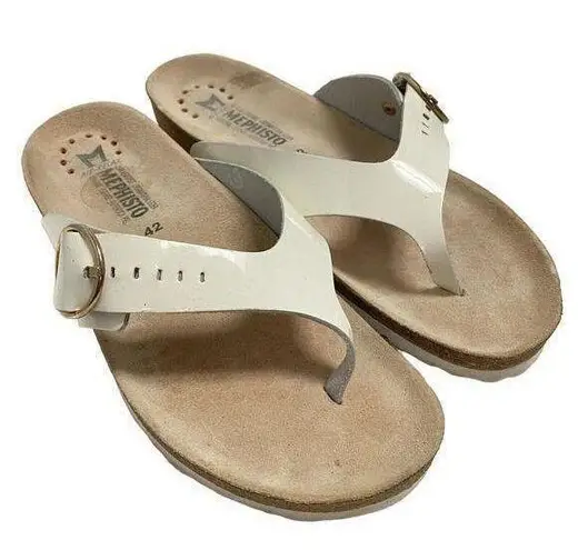 Mephisto Natalina Sandal White Patent Leather Air Relax Soles Thong Slide EU 42 Size 11