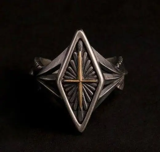 925 Silver Plated Cross Ring for Men Women,Punk Ring,Hip Hop Ring