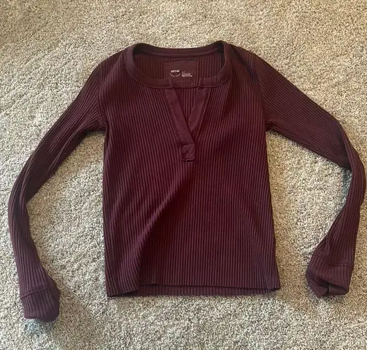 Aerie Deep V Neck Long Sleeve top