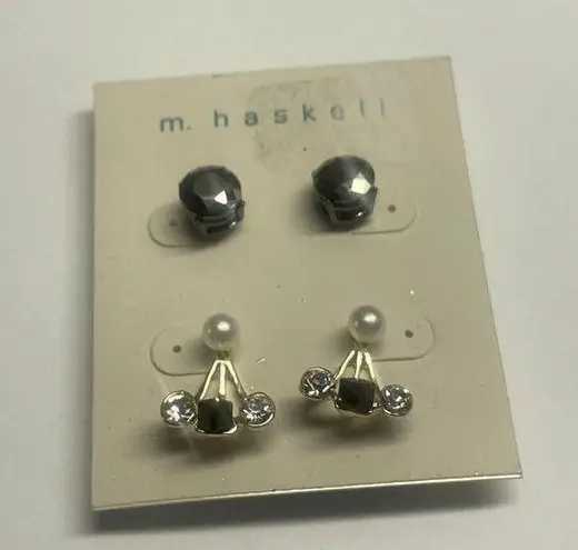 NWT M. Haskell Pierced Earrings Rhinestone
