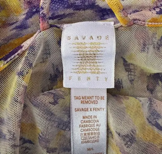 Savagexfenty Savage Fenty Kimono Women Medium Large Orange Purple Abstract Animal Print Sheer