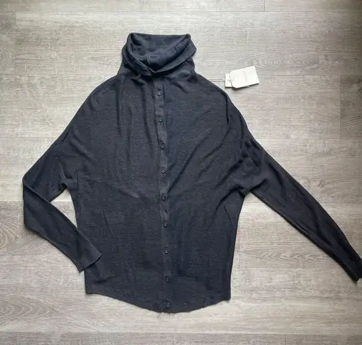 (NWT) Inhabit 100% Linen Turtleneck Button Front Gray Long Sleeves Shirt Size P