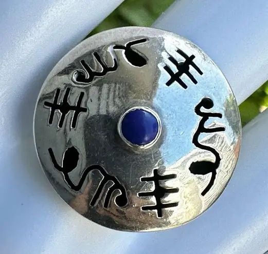 Lapis Petroglyph Native American Sterling Silver Ring