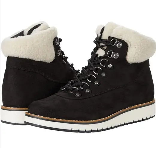 White Mountain NEW Cliffs by Cozy Shearling Lined Black Lace-up Boots Size 10