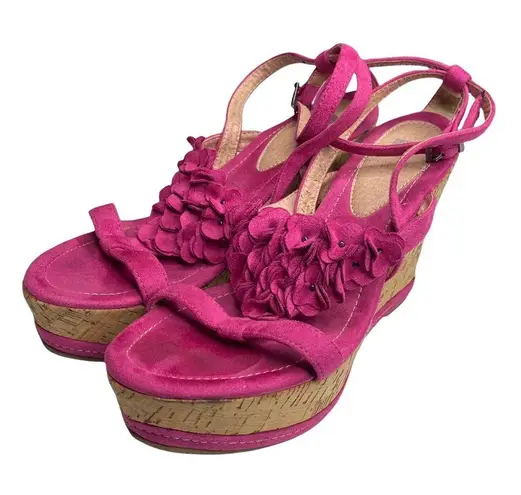 Pierre Cardin Vintage 90s: π Embellished Suede Cork Platform Heels π Pink