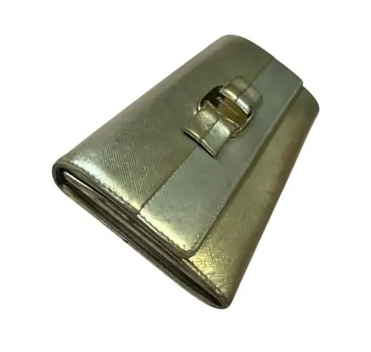 Salvatore Ferragamo Vara Bow Continental wallet gold and silver metallic leather