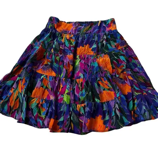Anthropologie Danielle Duer Multicolor Tiered Floral Full Skirt Women XS | 25