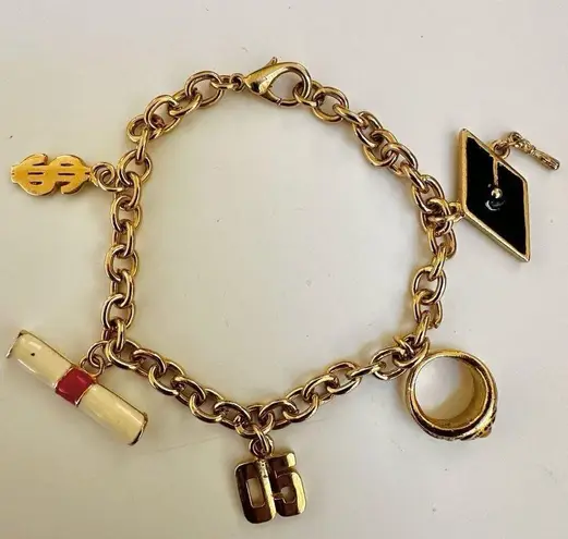 Enamel gold tone ‘05 graduation charm bracelet