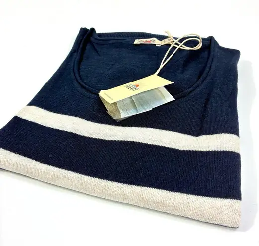 Faherty Golden Hour Crewneck Sweater Navy Calico Stripe Small NWT Blue